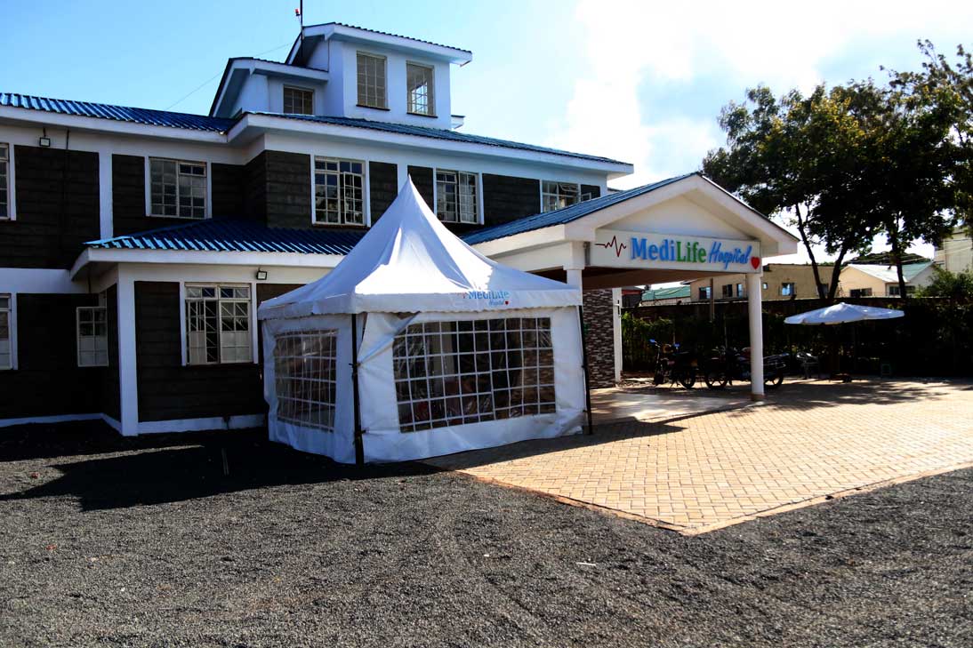 Medilife Hospital building exterior in Ruiru Town