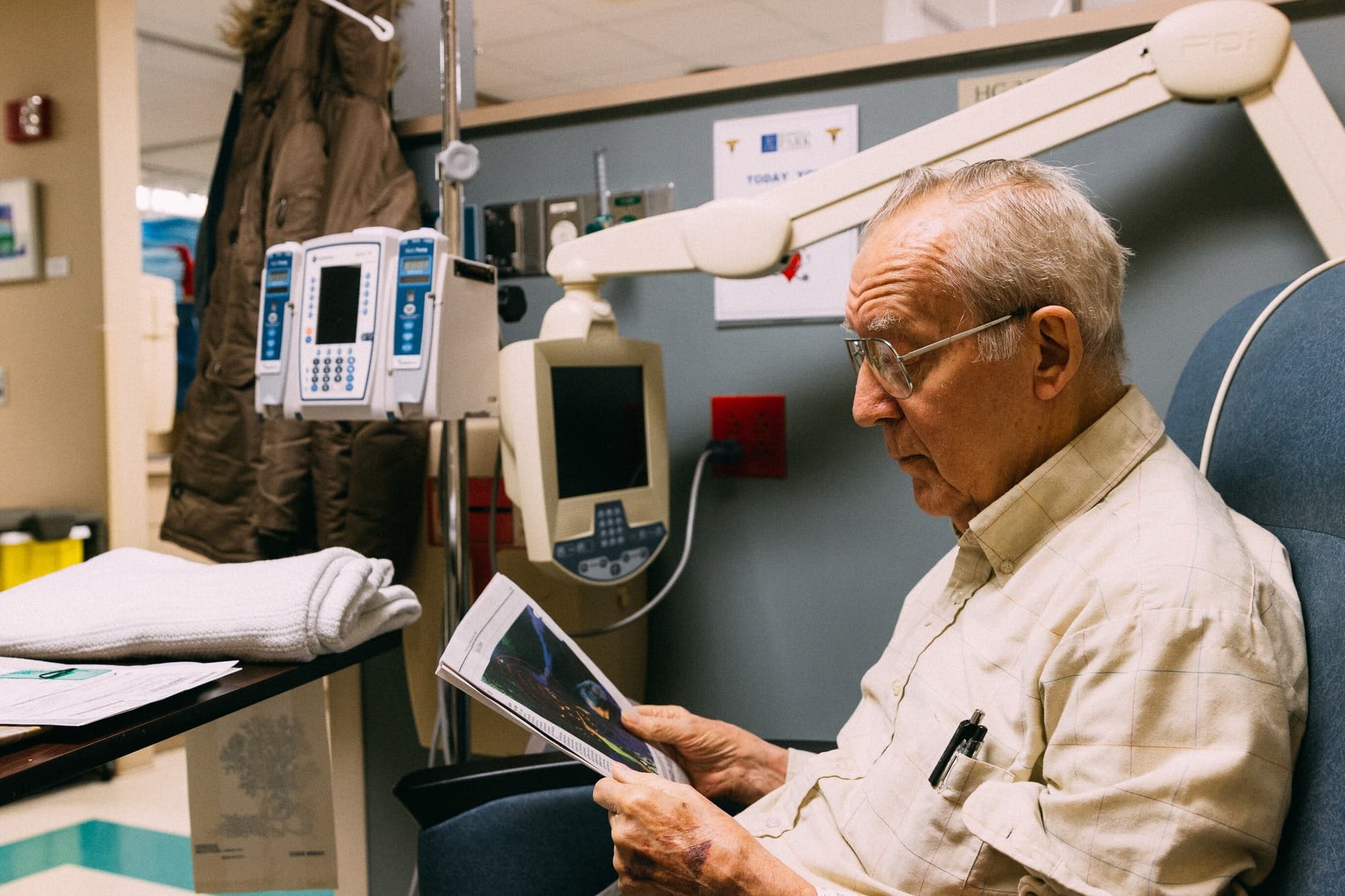 Patient receiving chemotherapy treatment